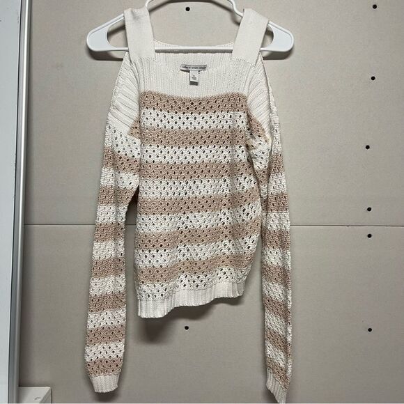 AUTUMN CASHMERE
Mesh Cold Shoulder Striped Sweater - Picture 5 of 7